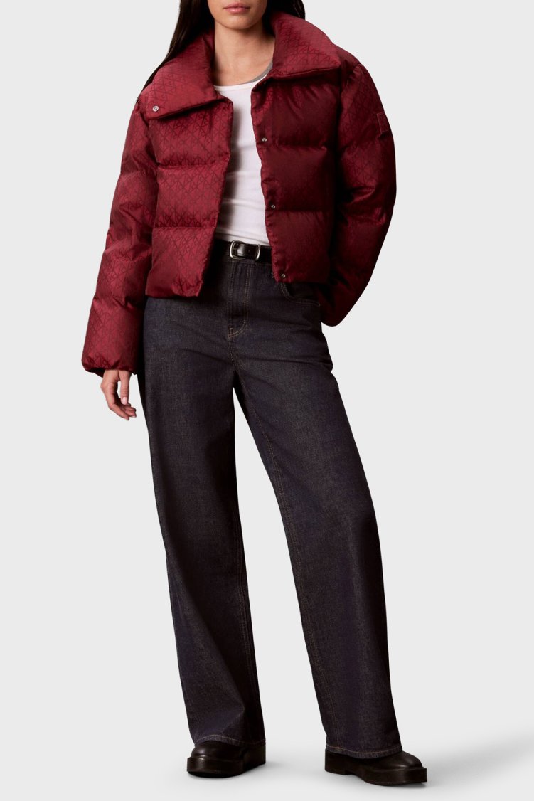Calvin Klein Kapitoneli Cropped Fit Şişme LV047H521GVG5 Kadın Mont LV047H521G VG5 Bordo - Calvin Klein (1)