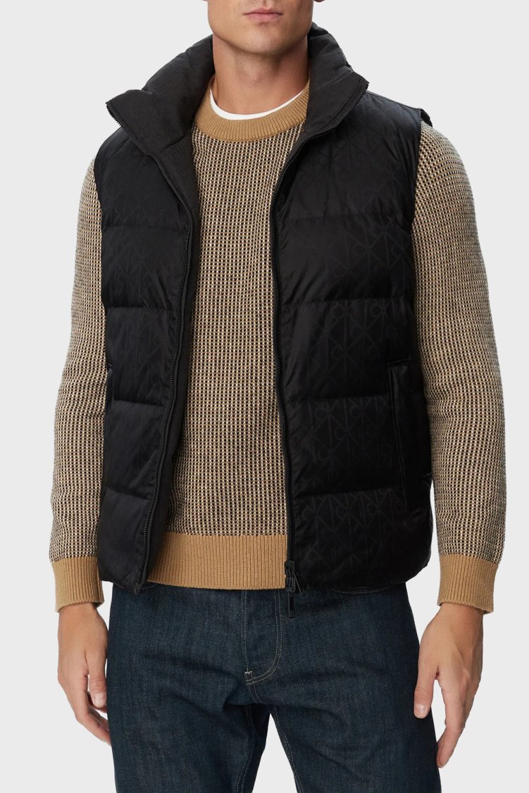 Calvin Klein Kapitoneli Dik Yaka Kuş Tüyü Dolgulu Şişme LV04LH525GUB1 Erkek Yelek LV04LH525G UB1 Siyah - Calvin Klein