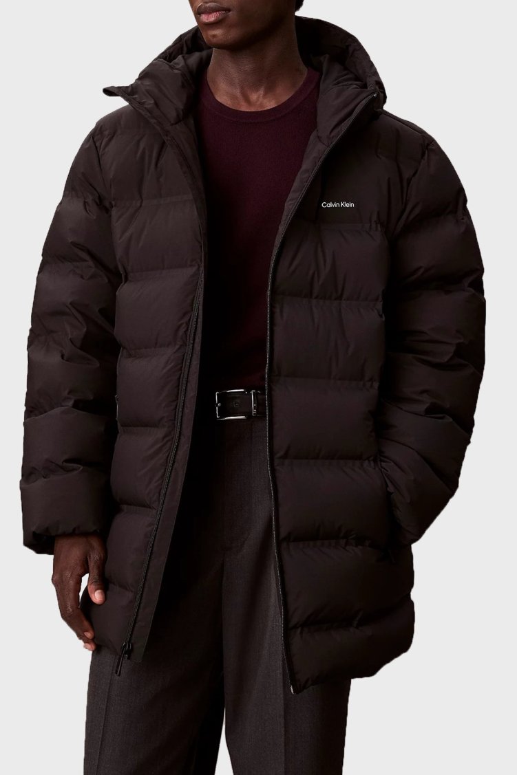 Calvin Klein Kapitoneli Logolu Regular Fit Kapüşonlu LV04LD516GUB1 Erkek Mont LV04LD516G UB1 SİYAH - Calvin Klein