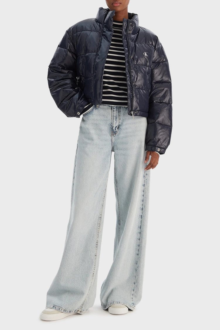 Calvin Klein Kapitoneli Regular Fit Dik Yaka Şişme LV047D504GVEK Bayan Mont LV047D504G VEK LACİVERT - Calvin Klein (1)