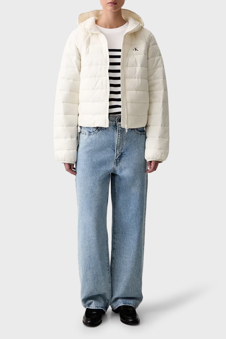 Calvin Klein Kapitoneli Regular Fit Kapüşon Yaka LV047G505GYAS Kadın Mont LV047G505G YAS KREM - Calvin Klein (1)