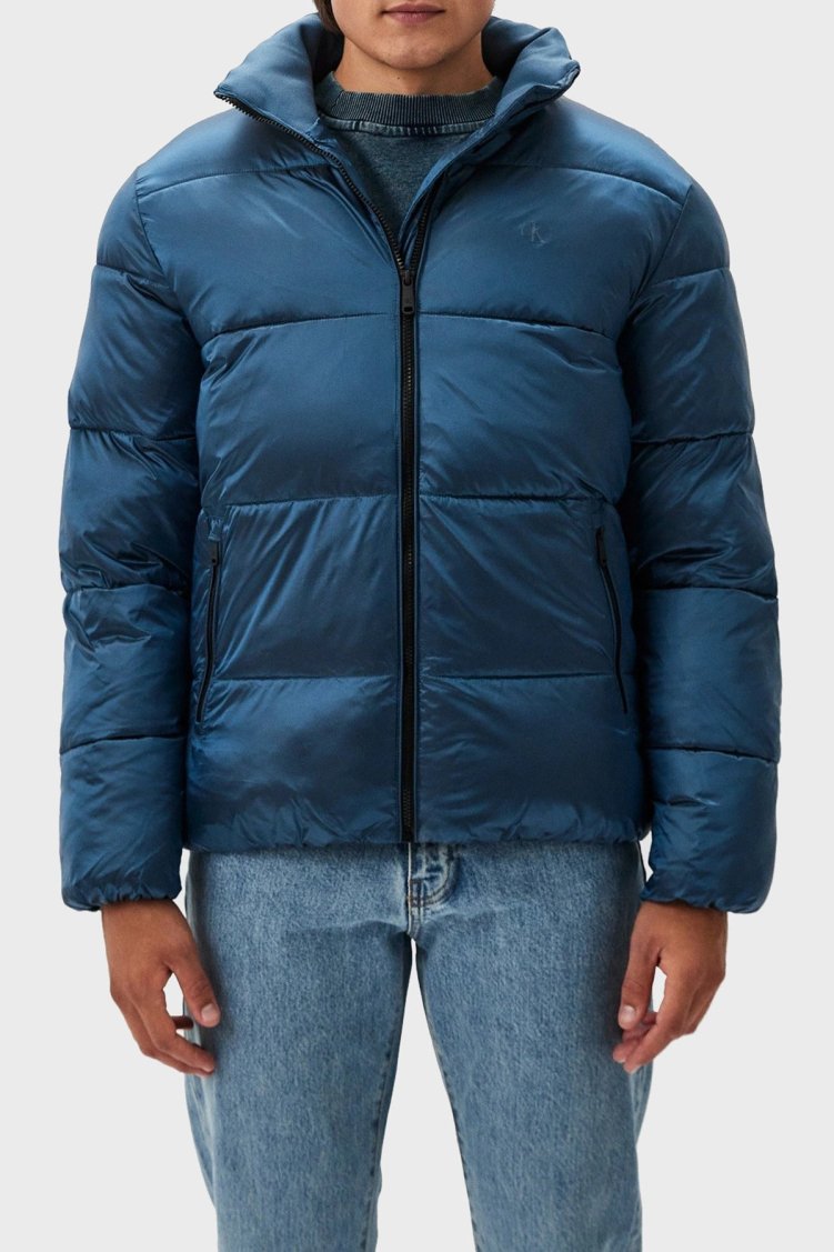 Calvin Klein Kapitoneli Regular Fit Parlak Görünümlü Dik Yaka Şişme J30J326097CDO Erkek Mont J30J326097 CDO LACİVERT - Calvin Klein