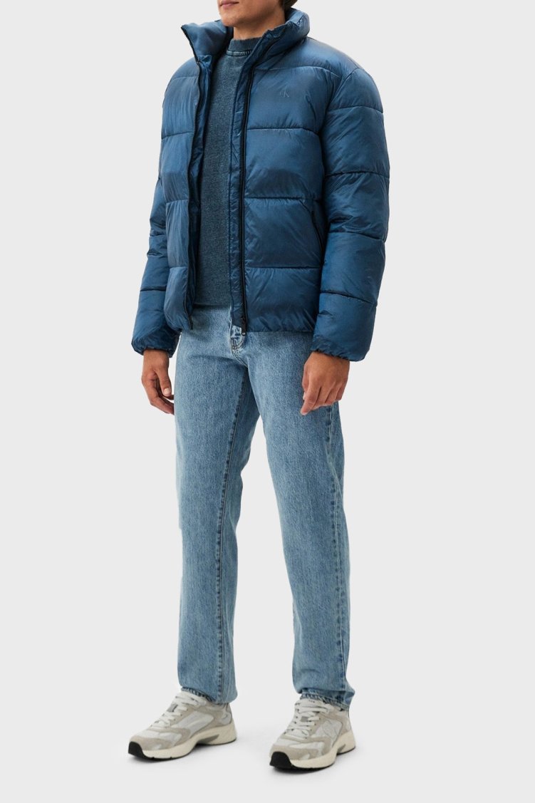 Calvin Klein Kapitoneli Regular Fit Parlak Görünümlü Dik Yaka Şişme J30J326097CDO Erkek Mont J30J326097 CDO LACİVERT - Calvin Klein (1)
