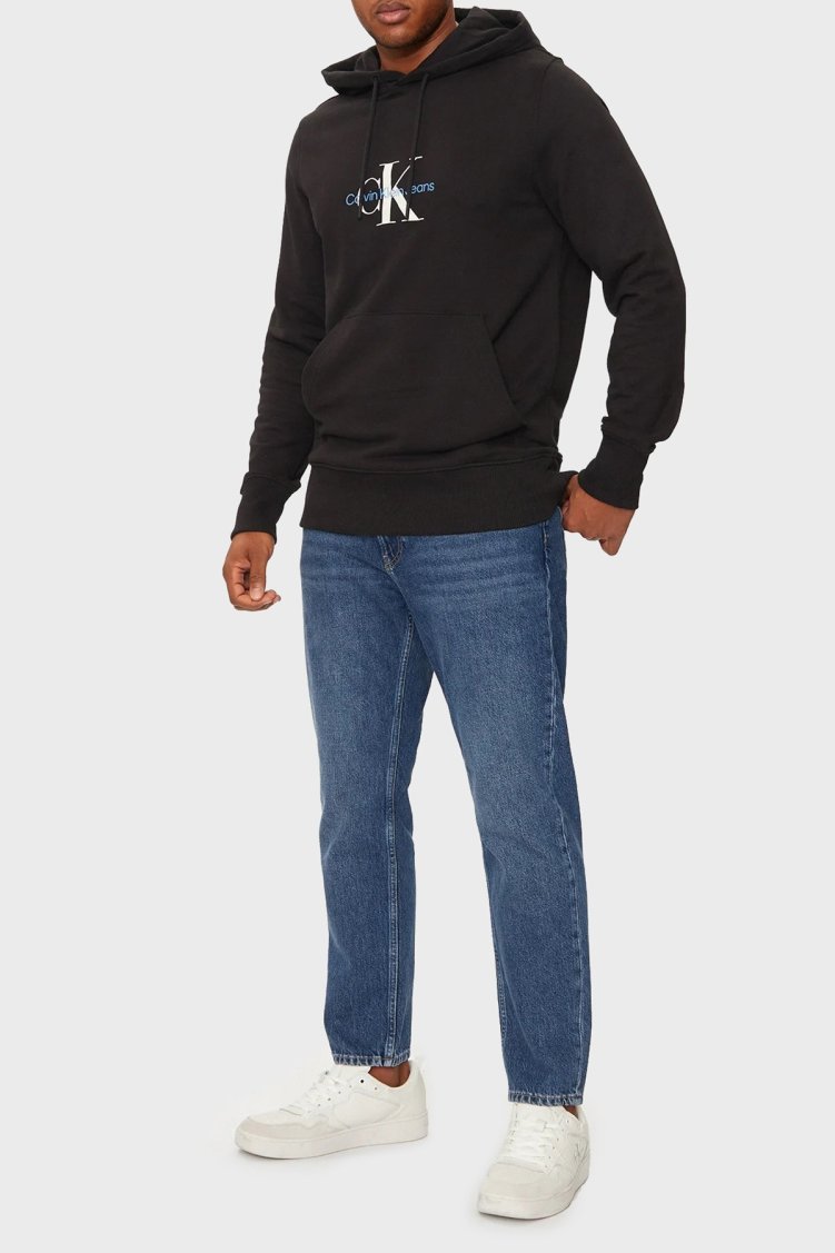 Calvin Klein Logo Baskılı % 100 Pamuk Regular Fit Kapüşonlu J30J326875BEH Erkek Sweat J30J326875 BEH SİYAH - Calvin Klein (1)