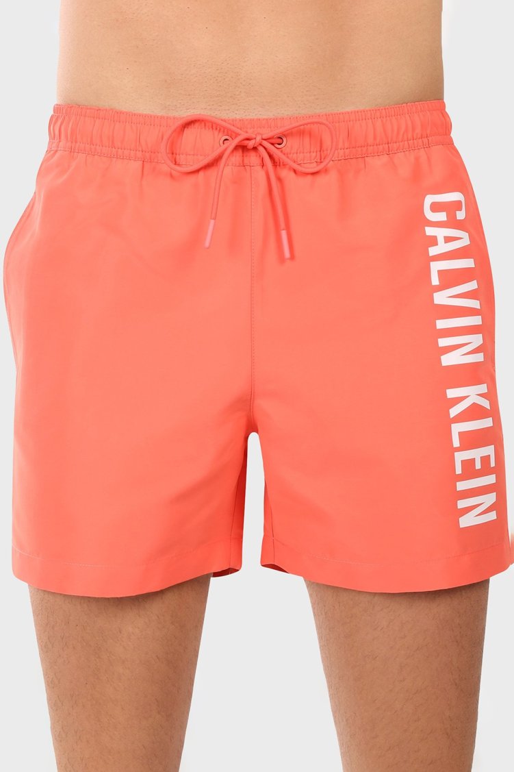 Calvin Klein Logo Baskılı Regular Fit Lastikli Bel KM0KM01092U07 Erkek Mayo Short KM0KM01092 U07 Mercan - Calvin Klein