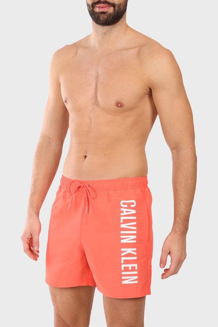 Calvin Klein Logo Baskılı Regular Fit Lastikli Bel KM0KM01092U07 Erkek Mayo Short KM0KM01092 U07 Mercan - Calvin Klein (1)