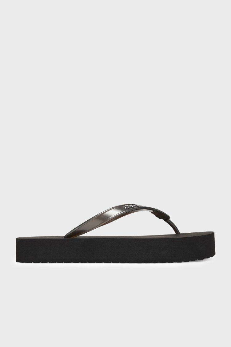 Calvin Klein Logo Detaylı Parmak Arası Kadın Terlik HW0HW03120 0GJ SİYAH - Calvin Klein