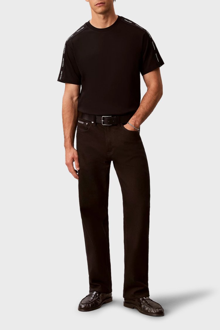 Calvin Klein Logolu % 100 Pamuk Bisiklet Yaka LV04RH201GUB1 Erkek T Shirt LV04RH201G UB1 Siyah - Calvin Klein (1)