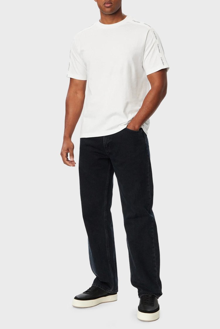 Calvin Klein Logolu % 100 Pamuk Bisiklet Yaka LV04RH201GYAF Erkek T Shirt LV04RH201G YAF Beyaz - Calvin Klein (1)