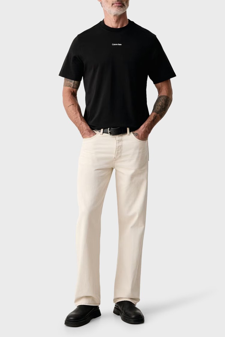 Calvin Klein Logolu % 100 Pamuk Bisiklet Yaka LV04RH821GUB1 Erkek T Shirt LV04RH821G UB1 Siyah - Calvin Klein (1)