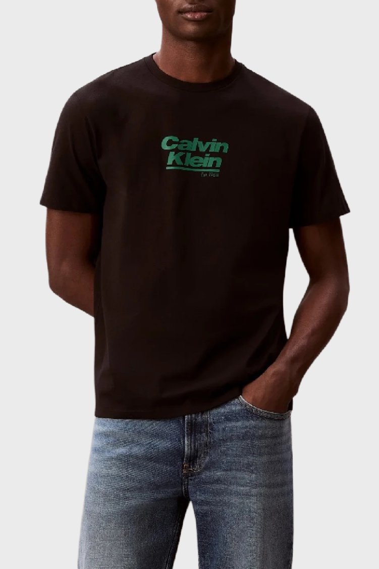 Calvin Klein Logolu % 100 Pamuk Bisiklet Yaka LV14RF803GUB1 Erkek T Shirt LV14RF803G UB1 SİYAH - Calvin Klein