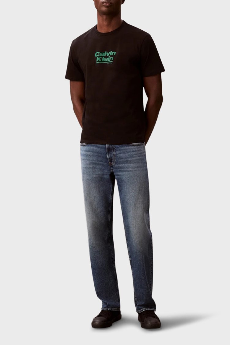 Calvin Klein Logolu % 100 Pamuk Bisiklet Yaka LV14RF803GUB1 Erkek T Shirt LV14RF803G UB1 SİYAH - Calvin Klein (1)