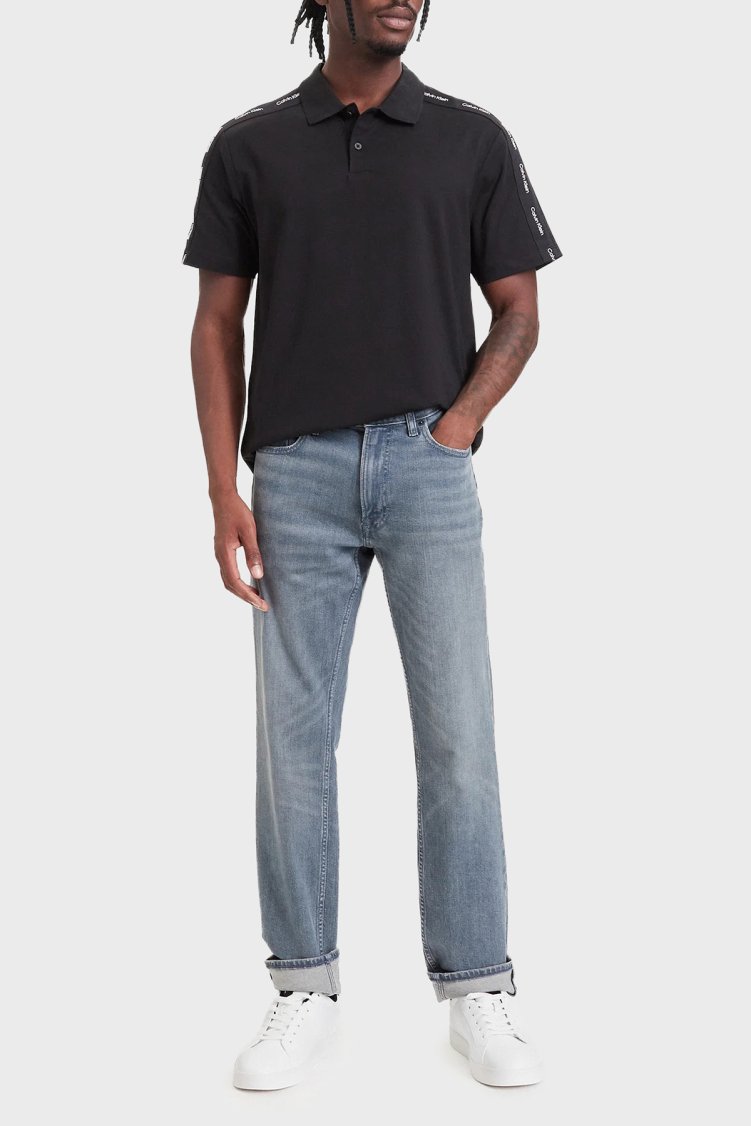 Calvin Klein Logolu % 100 Pamuk Düğmeli Erkek Polo LV04RH202G UB1 Siyah - Calvin Klein (1)