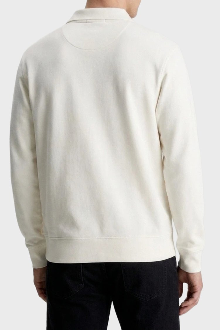 Calvin Klein Logolu % 100 Pamuk Düğmeli LV04RH236GYAS Erkek Polo Yaka Sweat LV04RH236G YAS Krem - Calvin Klein (1)