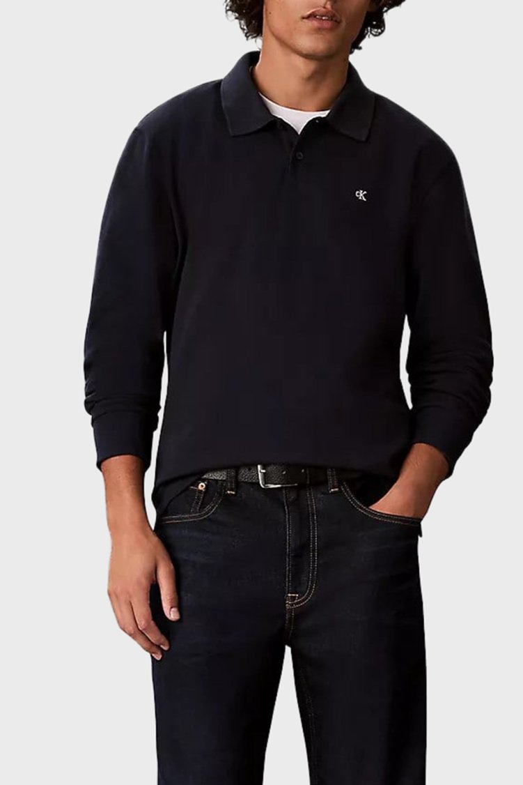 Calvin Klein Logolu % 100 Pamuk Düğmeli LV04RH263GCEF Erkek Polo LV04RH263G CEF Lacivert - Calvin Klein (1)