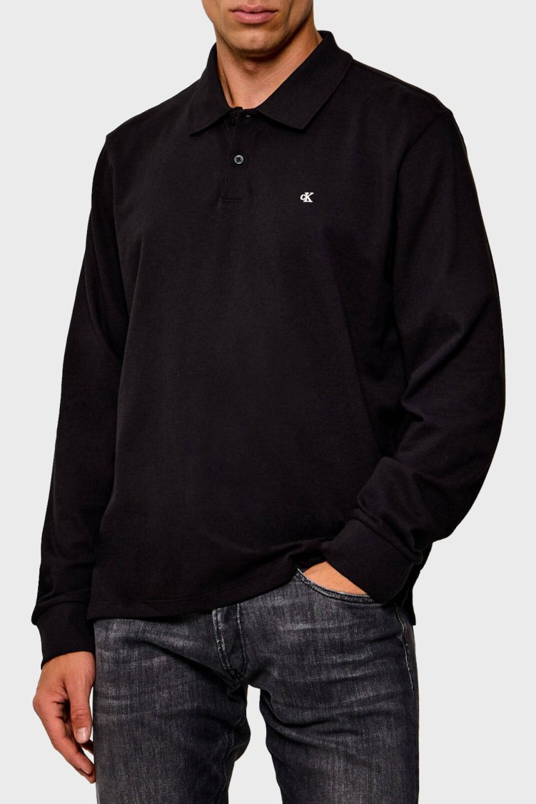 Calvin Klein Logolu % 100 Pamuk Düğmeli LV04RH263GUB1 Erkek Polo LV04RH263G UB1 Siyah - Calvin Klein