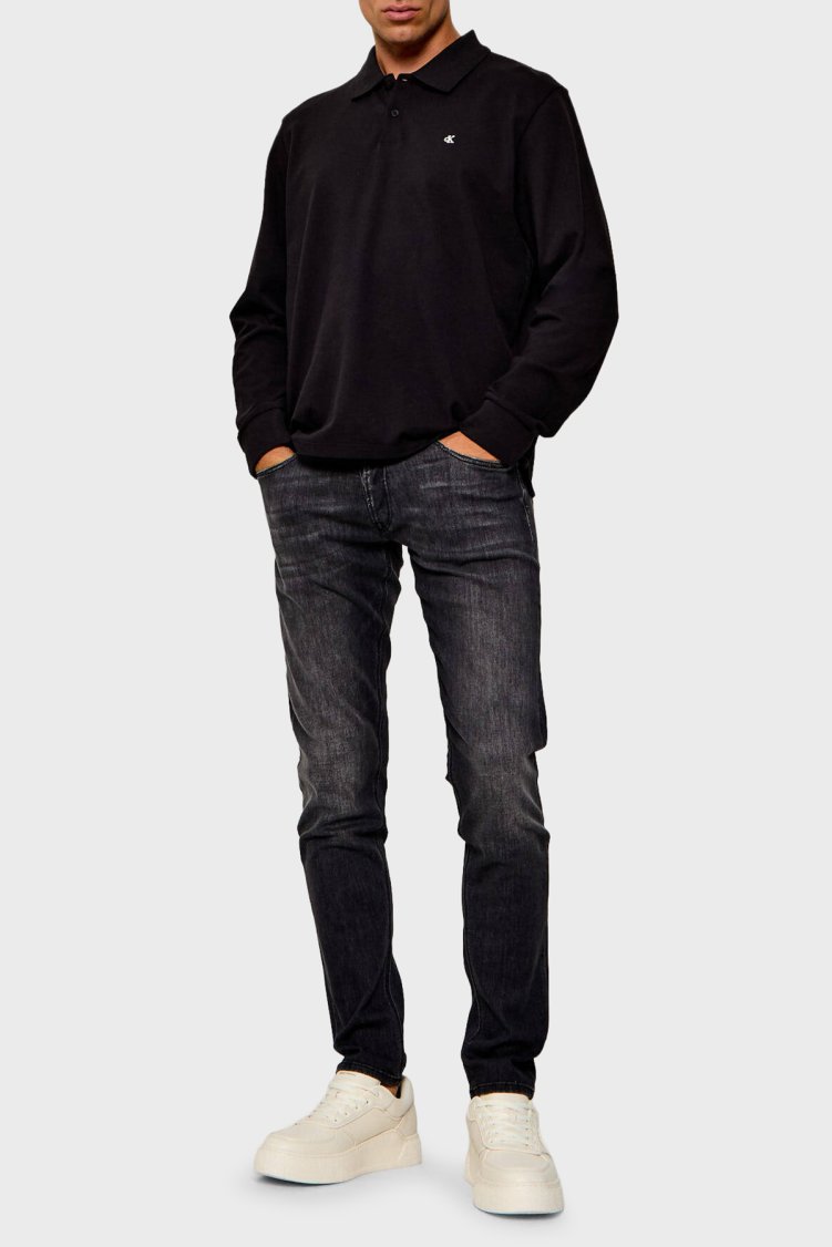 Calvin Klein Logolu % 100 Pamuk Düğmeli LV04RH263GUB1 Erkek Polo LV04RH263G UB1 Siyah - Calvin Klein (1)