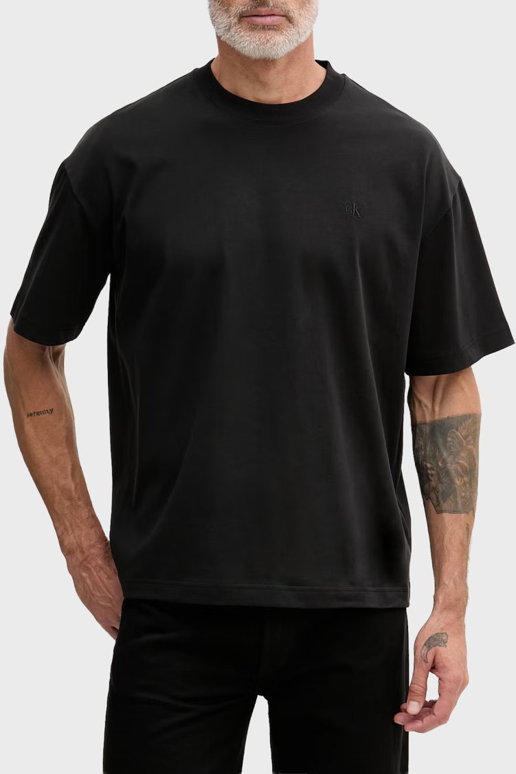 Calvin Klein Logolu % 100 Pamuk Oversize LV04RAB806UB1 Erkek T Shirt LV04RAB806 UB1 SİYAH - Calvin Klein