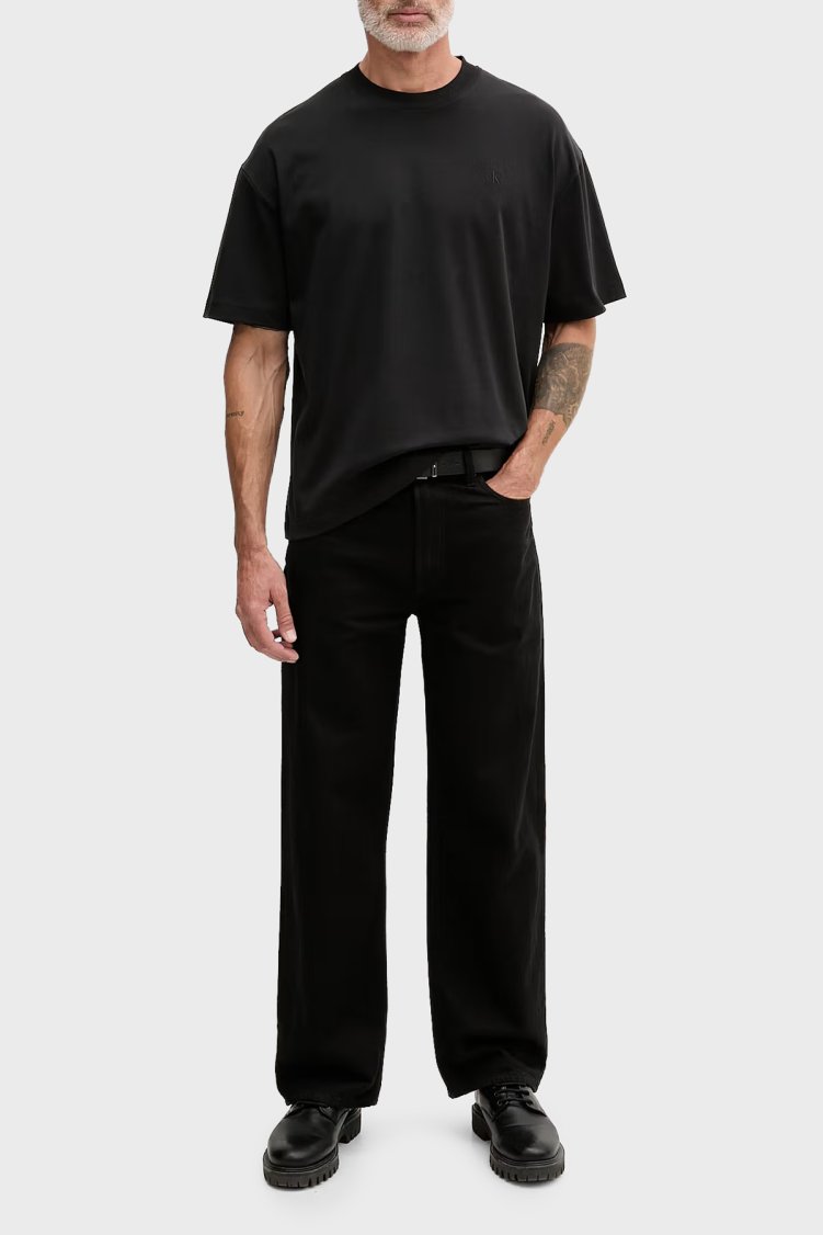 Calvin Klein Logolu % 100 Pamuk Oversize LV04RAB806UB1 Erkek T Shirt LV04RAB806 UB1 SİYAH - Calvin Klein (1)