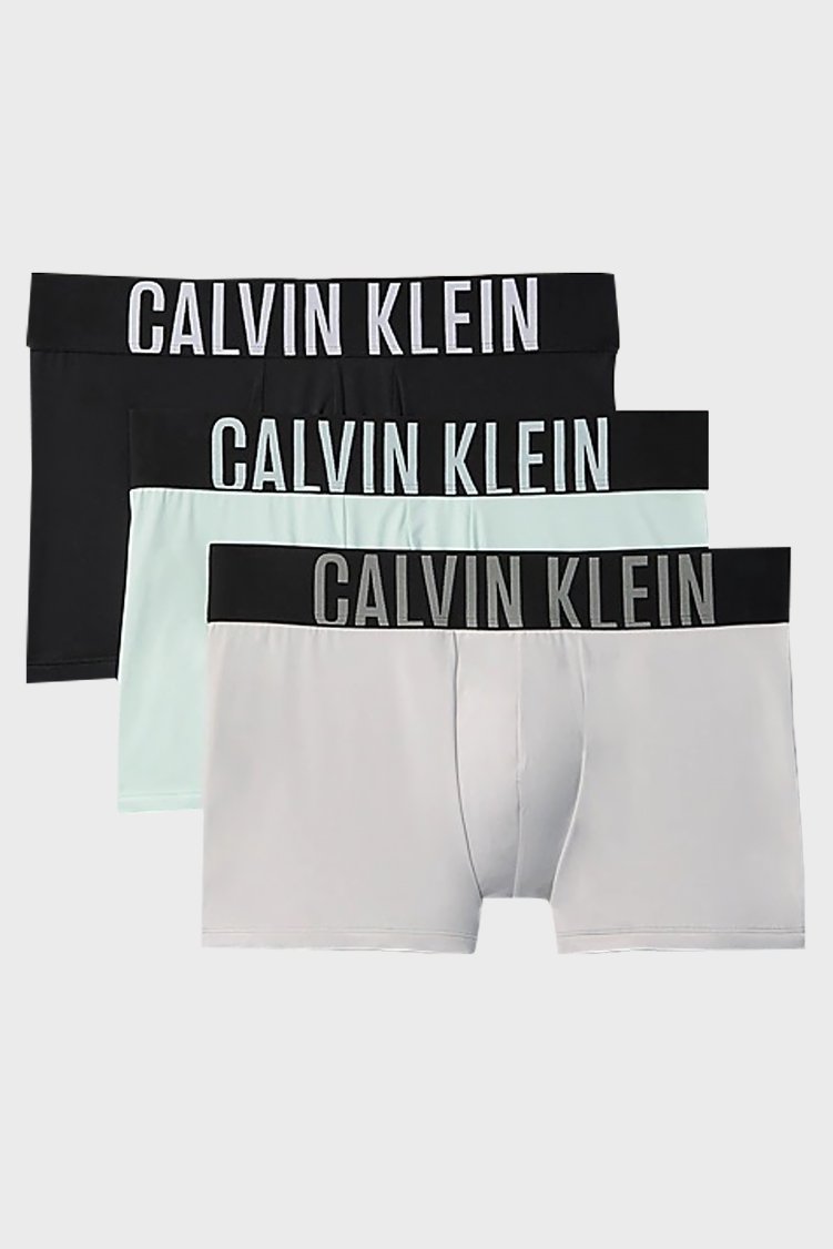 Calvin Klein Logolu 3 Pack 000NB3611A4UW Erkek Boxer 000NB3611A 4UW Siyah-Mint-Gri - Calvin Klein