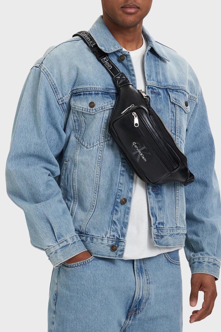 Calvin Klein Logolu Ayarlanabilir Askılı LV04D3419GUB1 Erkek Bel Çantası LV04D3419G UB1 SİYAH - Calvin Klein (1)