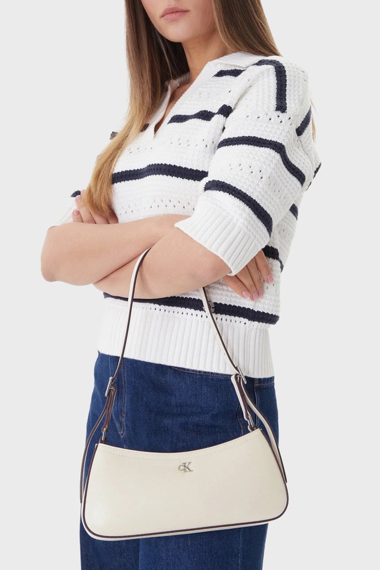 Calvin Klein Logolu Ayarlanabilir Askılı LV04F3170G4LX Bayan Çanta LV04F3170G 4LX BEYAZ - Calvin Klein (1)