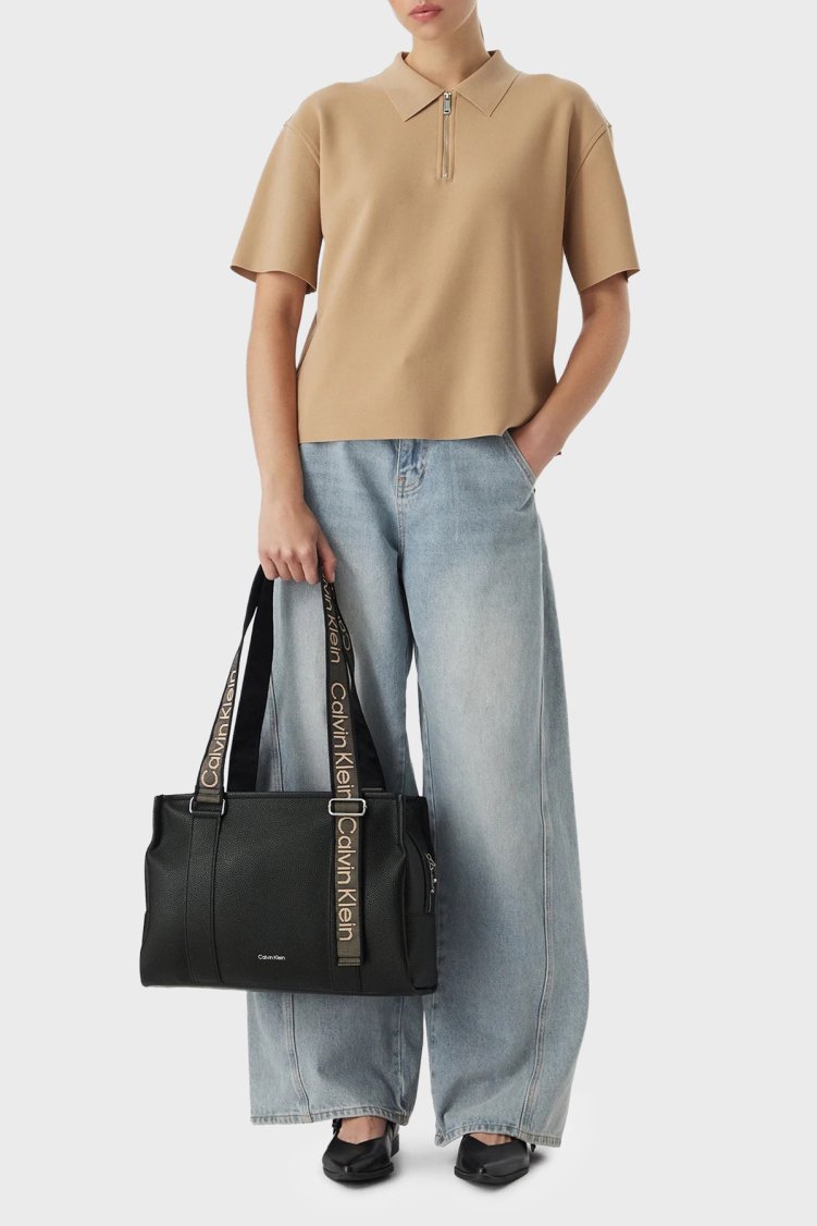 Calvin Klein Logolu Ayarlanabilir Askılı LV04F3644GUB1 Kadın Çanta LV04F3644G UB1 Siyah - Calvin Klein (1)