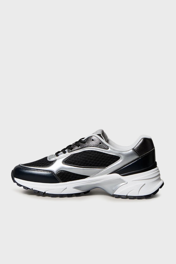 Calvin Klein Logolu Bağcıklı Sneaker YM0YM0140201L Erkek Ayakkabı YM0YM01402 01L SİYAH-GÜMÜŞ - Calvin Klein (1)