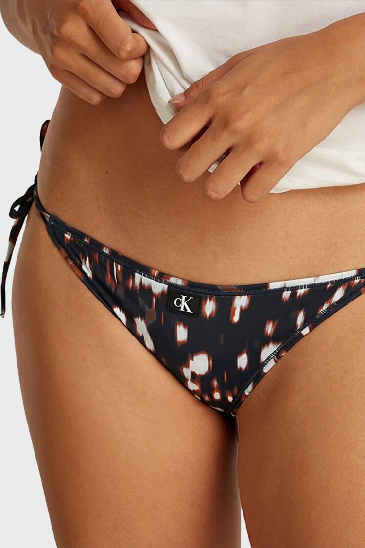 Calvin Klein Logolu Bağlamalı KW0KW023490GQ Kadın Bikini Altı KW0KW02349 0GQ LACİVERT - Calvin Klein