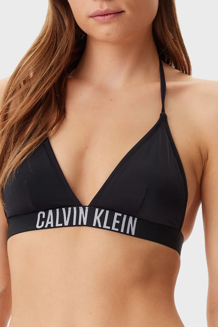 Calvin Klein Logolu Boyundan Bağlamalı KW0KW02854BEH Kadın Bikini Üstü KW0KW02854 BEH SİYAH - Calvin Klein