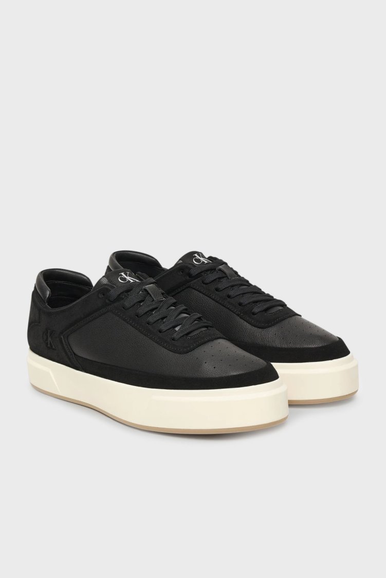 Calvin Klein Logolu Deri Bağcıklı Sneaker YM0YM013540GU Erkek Ayakkabı YM0YM01354 0GU SİYAH - Calvin Klein (1)