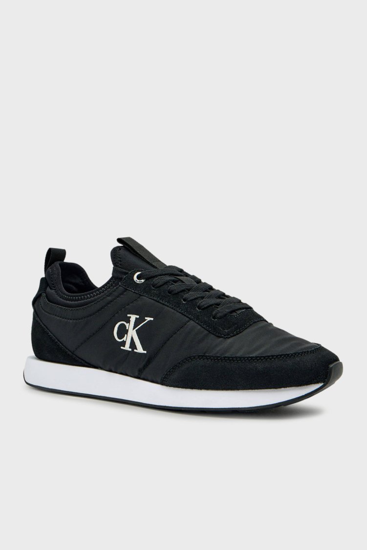 Calvin Klein Logolu Deri Bağcıklı Sneaker YM0YM01414BEH Erkek Ayakkabı YM0YM01414 BEH SİYAH - Calvin Klein