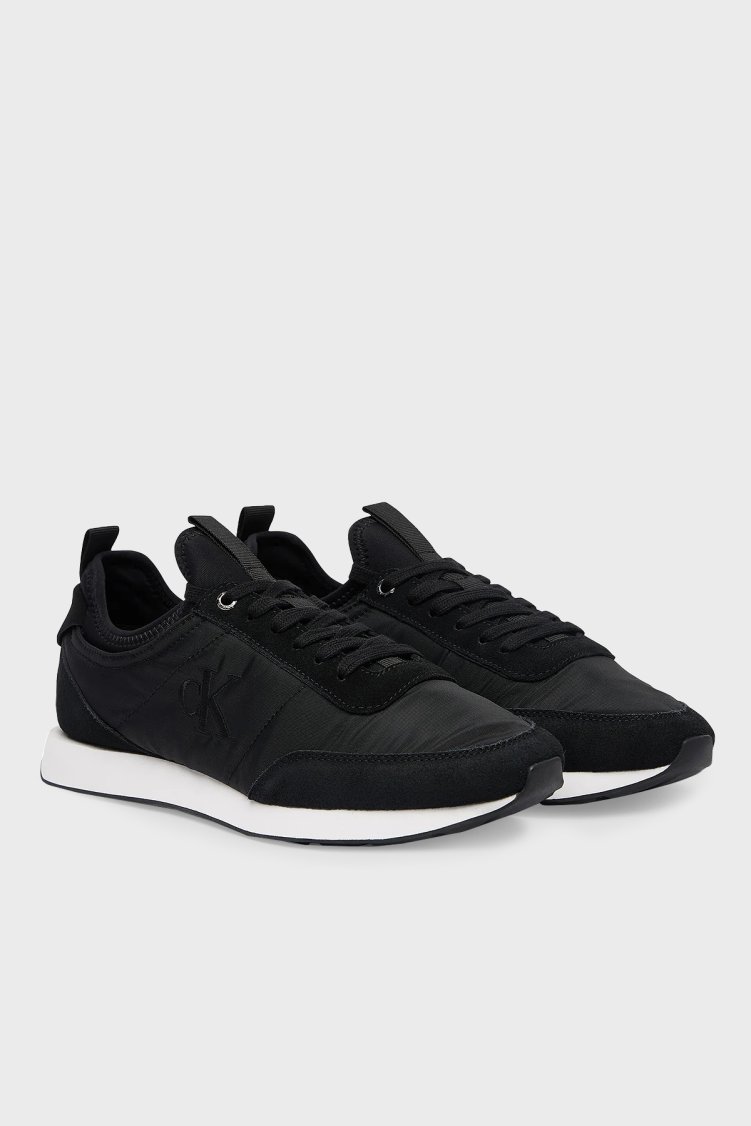 Calvin Klein Logolu Deri Bağcıklı Sneaker YM0YM01414BEH Erkek Ayakkabı YM0YM01414 BEH SİYAH - Calvin Klein (1)