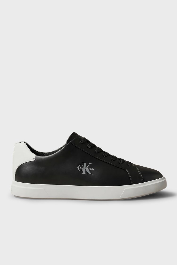 Calvin Klein Logolu Deri Sneaker HM0HM021230GM Erkek Ayakkabı HM0HM02123 0GM Siyah - Calvin Klein
