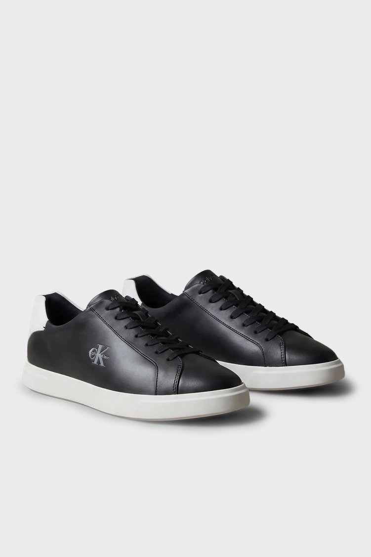 Calvin Klein Logolu Deri Sneaker HM0HM021230GM Erkek Ayakkabı HM0HM02123 0GM Siyah - Calvin Klein (1)