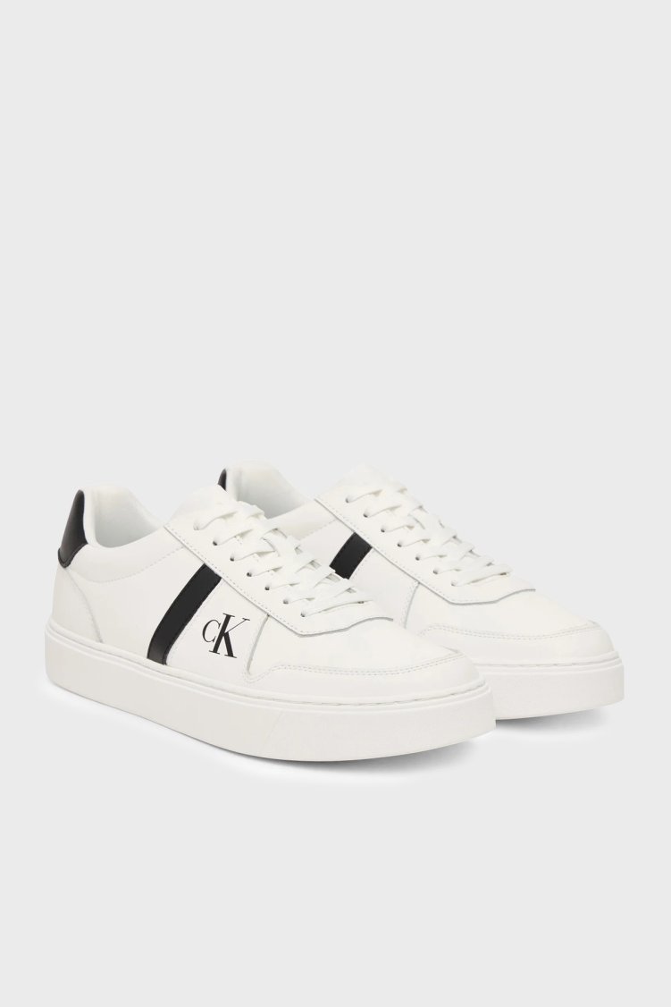Calvin Klein Logolu Deri Sneaker HM0HM0223701W Erkek Ayakkabı HM0HM02237 01W BEYAZ - Calvin Klein (1)