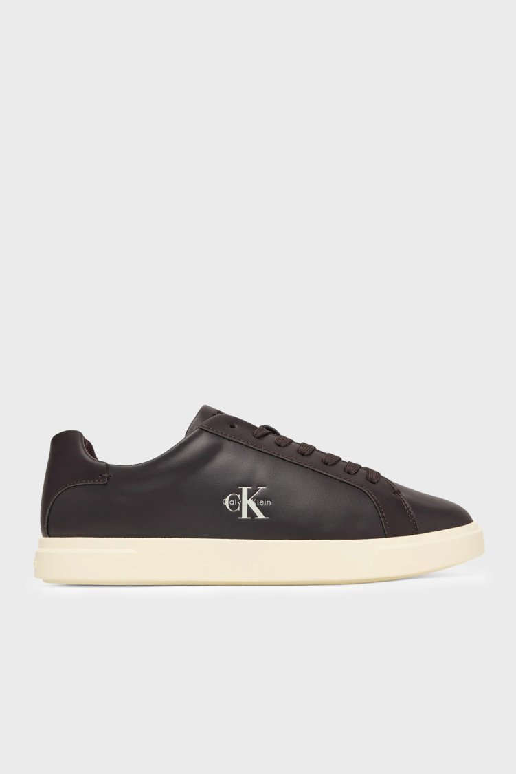 Calvin Klein Logolu Deri Sneaker HW0HW032950JW Kadın Ayakkabı HW0HW03295 0JW Kahve - Calvin Klein