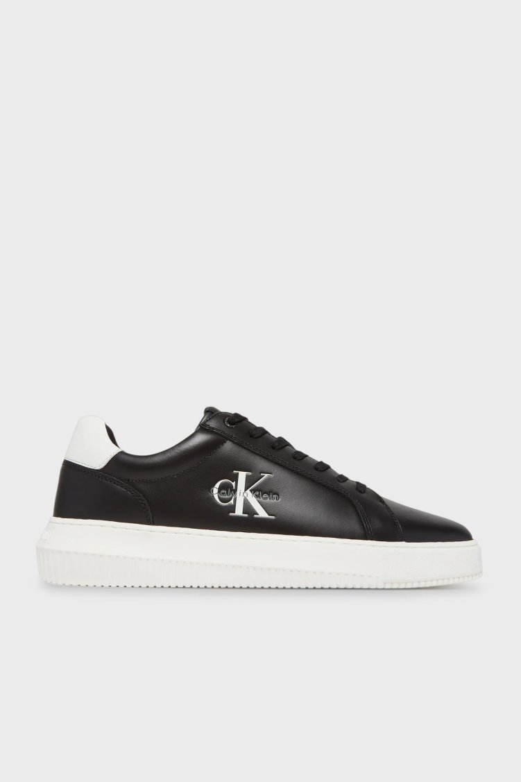 Calvin Klein Logolu Deri Sneaker YM0YM013170GJ Erkek Ayakkabı YM0YM01317 0GJ SİYAH - Calvin Klein