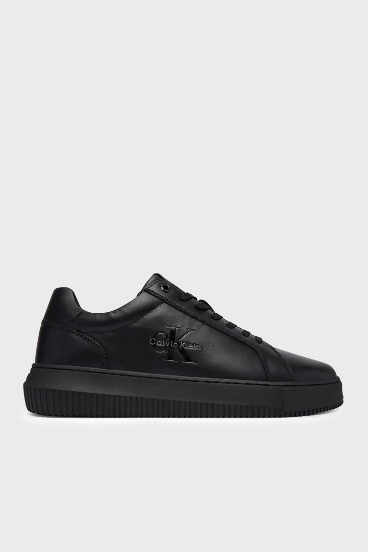 Calvin Klein Logolu Deri Sneaker YM0YM013170GT Erkek Ayakkabı YM0YM01317 0GT Siyah - Calvin Klein (1)