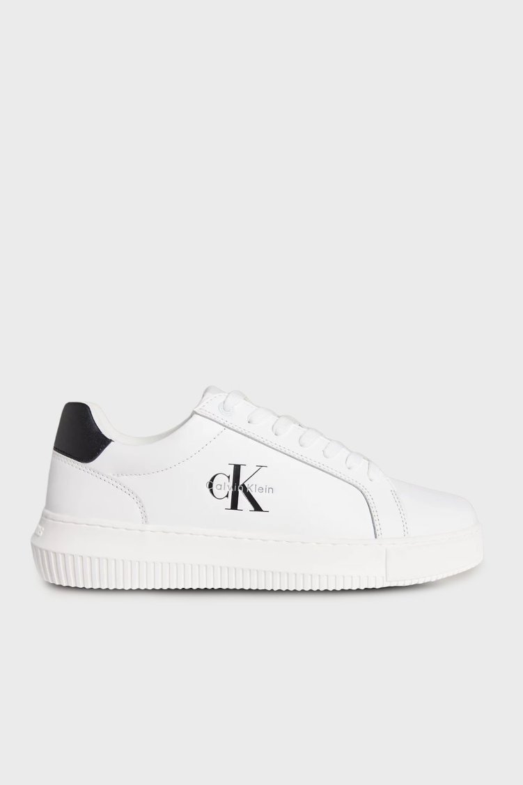 Calvin Klein Logolu Deri Sneaker YM0YM013170LD Erkek Ayakkabı YM0YM01317 0LD BEYAZ-SİYAH - Calvin Klein