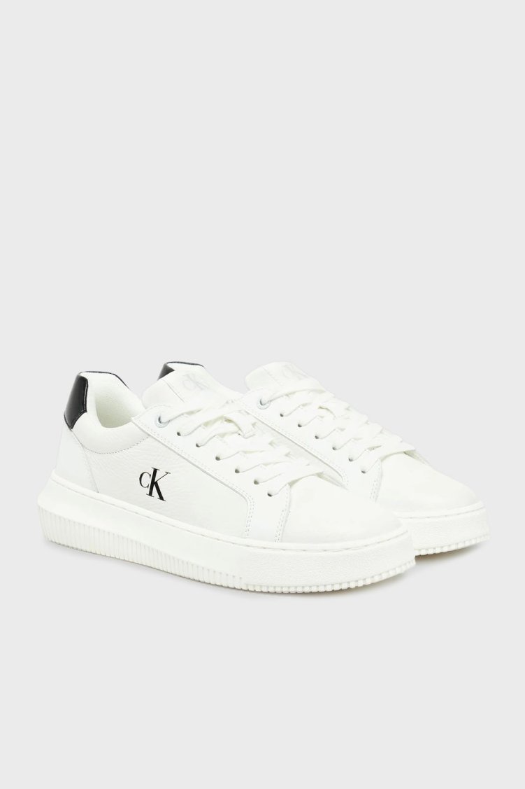 Calvin Klein Logolu Deri Sneaker YW0YW0176901W Kadın Ayakkabı YW0YW01769 01W BEYAZ-SİYAH - Calvin Klein (1)