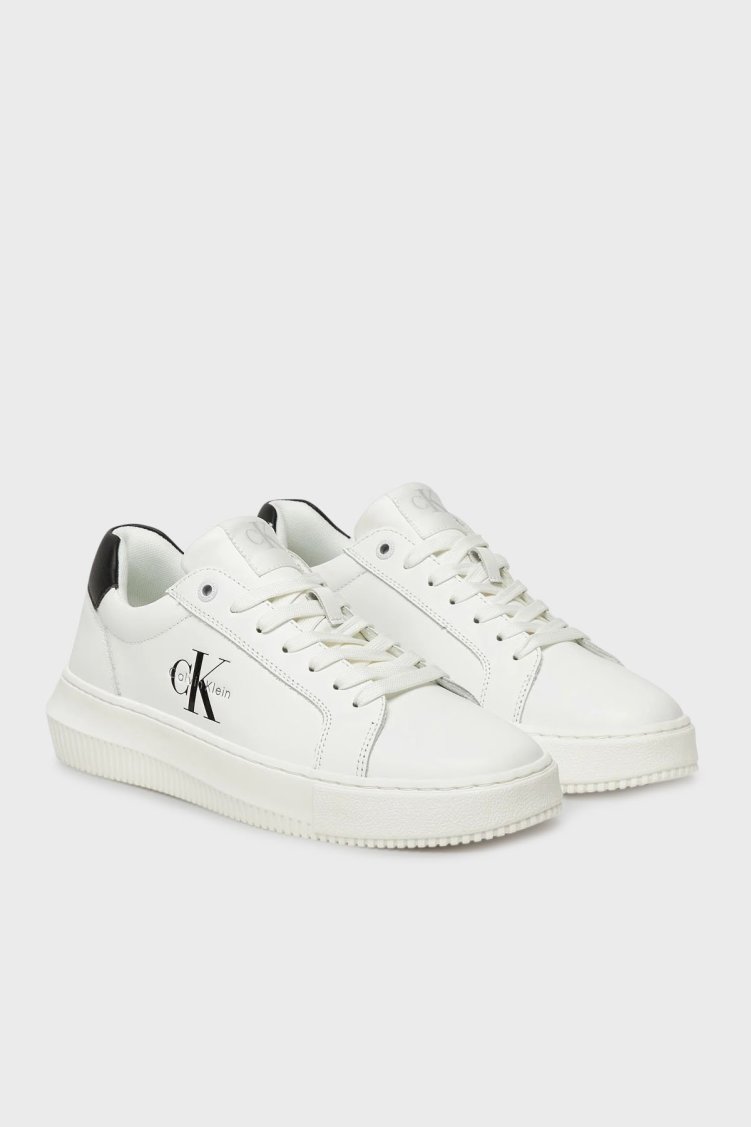 Calvin Klein Logolu Deri Sneaker YW0YW0187201W Bayan Ayakkabı YW0YW01872 01W BEYAZ-SİYAH - Calvin Klein (1)