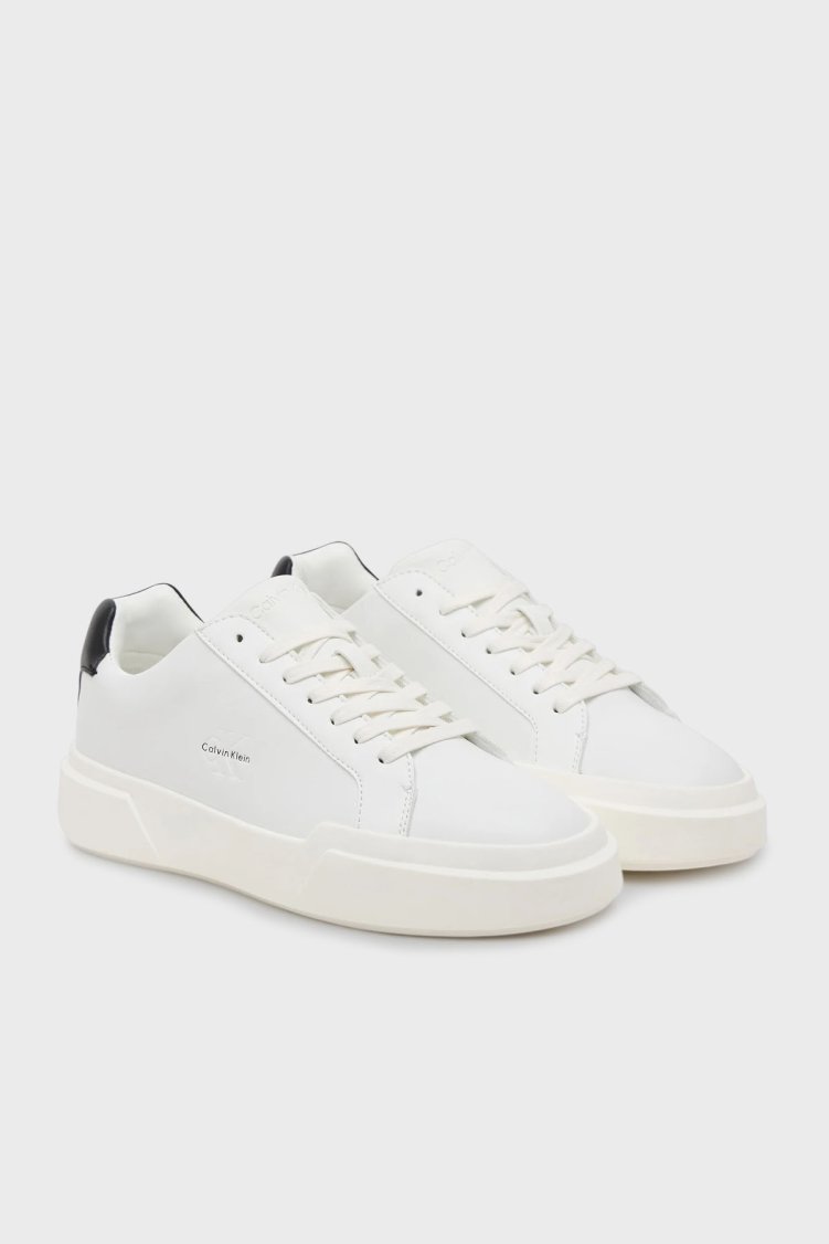 Calvin Klein Logolu Deri Sneaker YW0YW0194701W Bayan Ayakkabı YW0YW01947 01W BEYAZ-SİYAH - Calvin Klein (1)