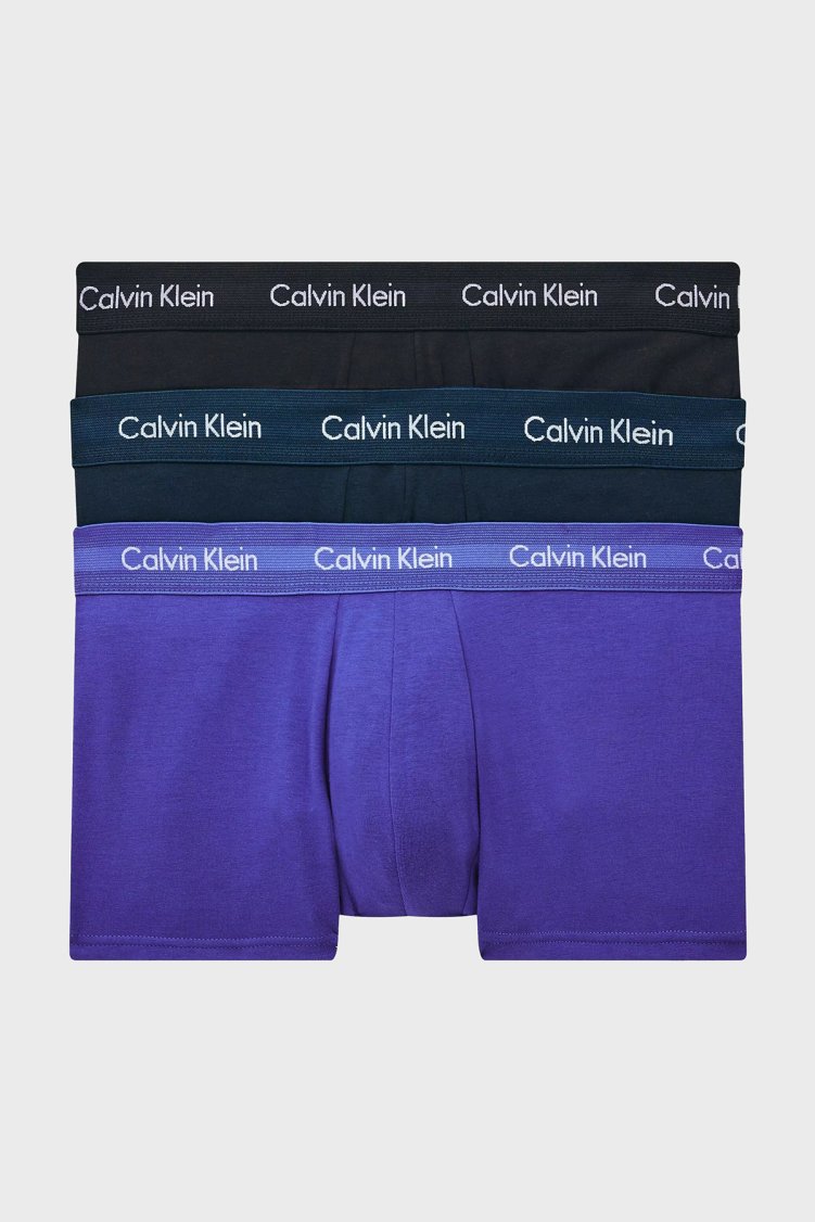 Calvin Klein Logolu Elastik Bel Bantlı Pamuklu 3 Pack Erkek Boxer 0000U2664G 4KU MAVİ - Calvin Klein