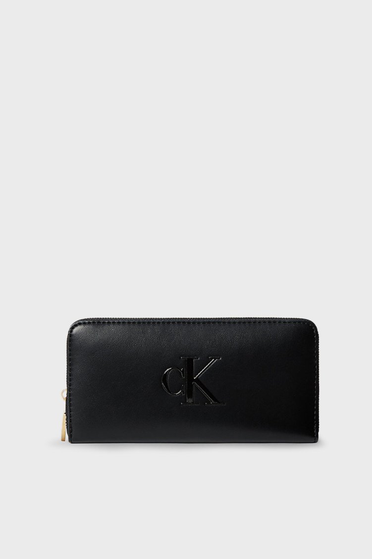 Calvin Klein Logolu Fermuarlı LV04F1077GUB1 Kadın Cüzdan LV04F1077G UB1 Siyah - Calvin Klein