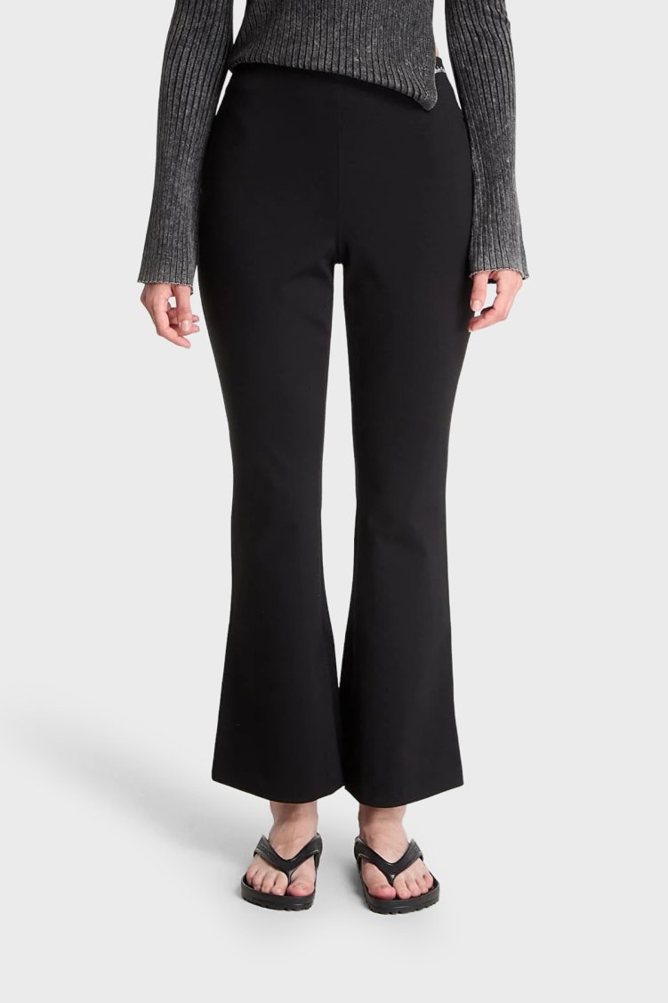 Calvin Klein Logolu Flare Fit Yüksek Bel LV047G632GUB1 Kadın Pantolon LV047G632G UB1 SİYAH - Calvin Klein