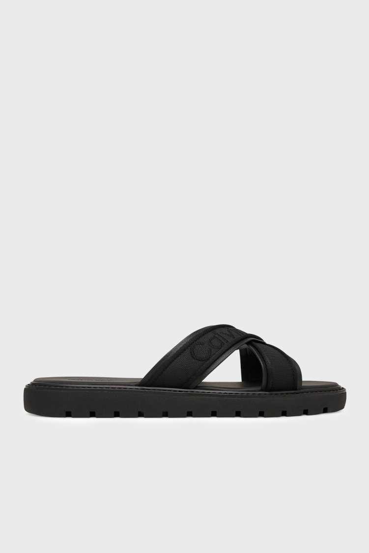 Calvin Klein Logolu HM0HM021010GJ Erkek Terlik HM0HM02101 0GJ SİYAH - Calvin Klein