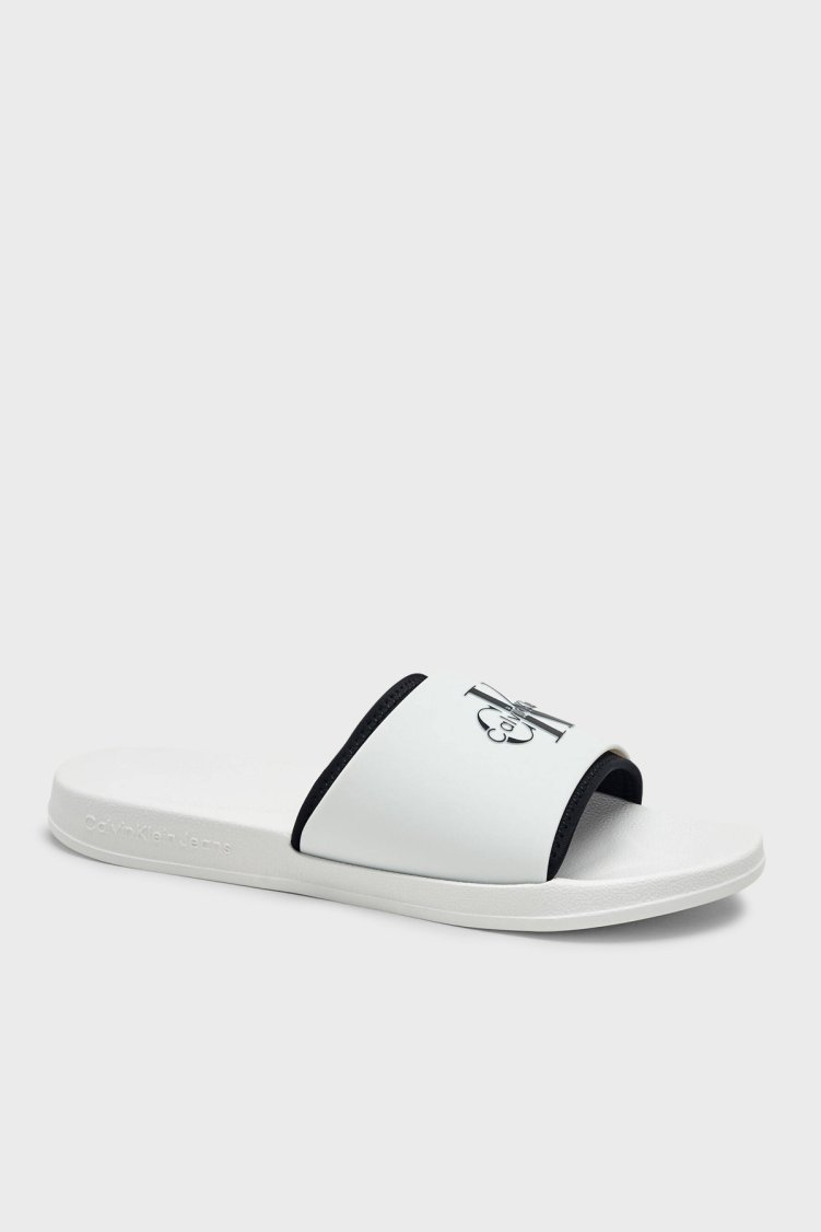 Calvin Klein Logolu HM0HM02229YBR Erkek Terlik HM0HM02229 YBR BEYAZ - Calvin Klein