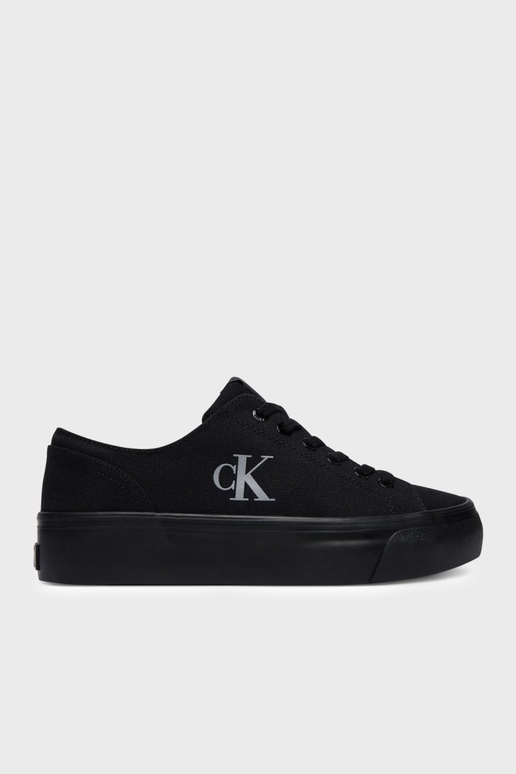 Calvin Klein Logolu Kanvas Sneaker YW0YW017630GJ Kadın Ayakkabı YW0YW01763 0GJ SİYAH - Calvin Klein