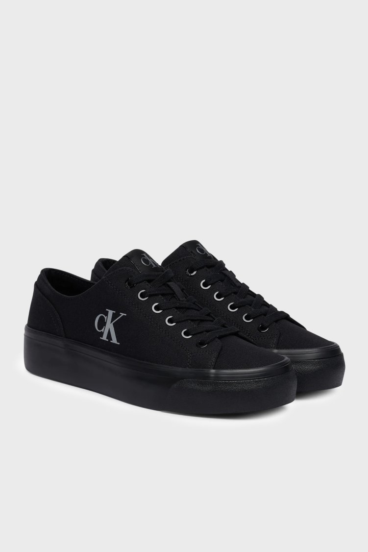 Calvin Klein Logolu Kanvas Sneaker YW0YW017630GJ Kadın Ayakkabı YW0YW01763 0GJ SİYAH - Calvin Klein (1)